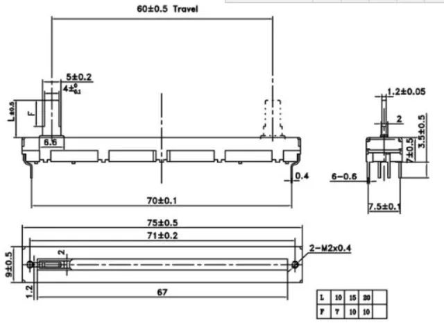 نوعية جيدة 2 قطعة 75 مللي متر/60 مللي متر مزدوج مستقيم الشريحة الجهد A20K A10K B10K B20K A103 B103 A203 B203 A503 = B503 = B50K