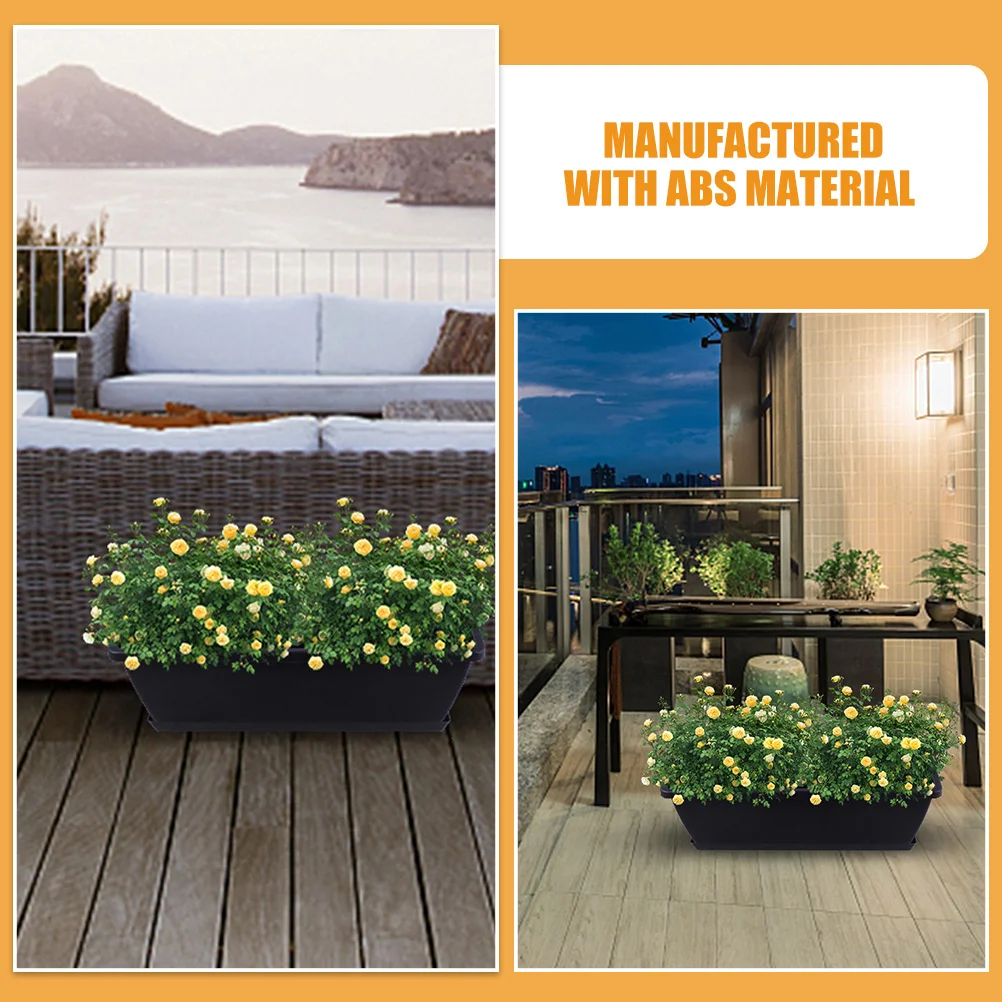 2 قطعة صندوق زراعة مستطيلة Abs أصيص زهور بلاستيكي مع فتحات الصرف أقدام مرتفعة للداخلية في الهواء الطلق حديقة شرفة الفناء