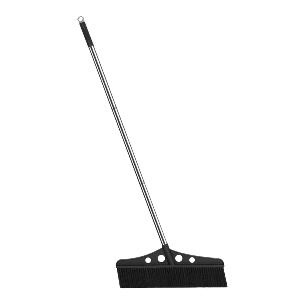 Black Wide Detachable Garden Courtyard Broom Outdoor Sweeper Warehouse Stainless Steel Long Handle Heavy Duty Brush