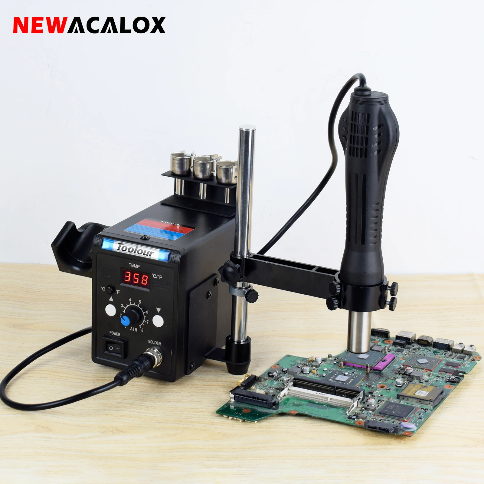 

NEWACALOX 700W LCD Digital Display Hot Air Gun Welding Station 220V EU Plug 100-500℃ Temperature Adjustable Heat Gun Rework Tool