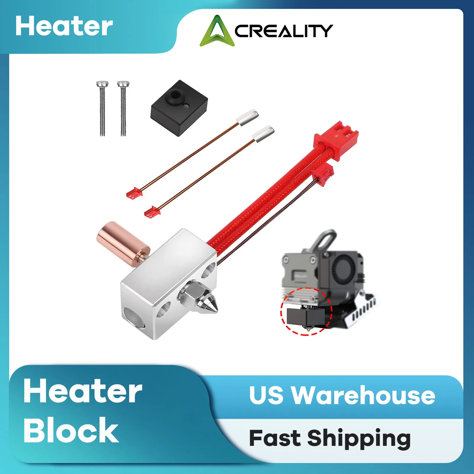 

Creality Official CR Sprite Extruder Heater Block Kit Extra Thermistors High Temperature Pro 300℃ Ender 3 S1 Hotend