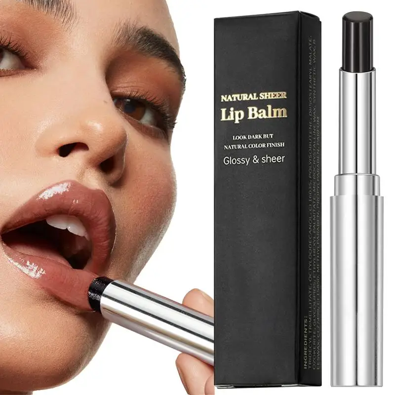 1 個黒リップクリームグロス保湿リップティント保湿乾燥しない口紅メイクアップベースケア女性ガール