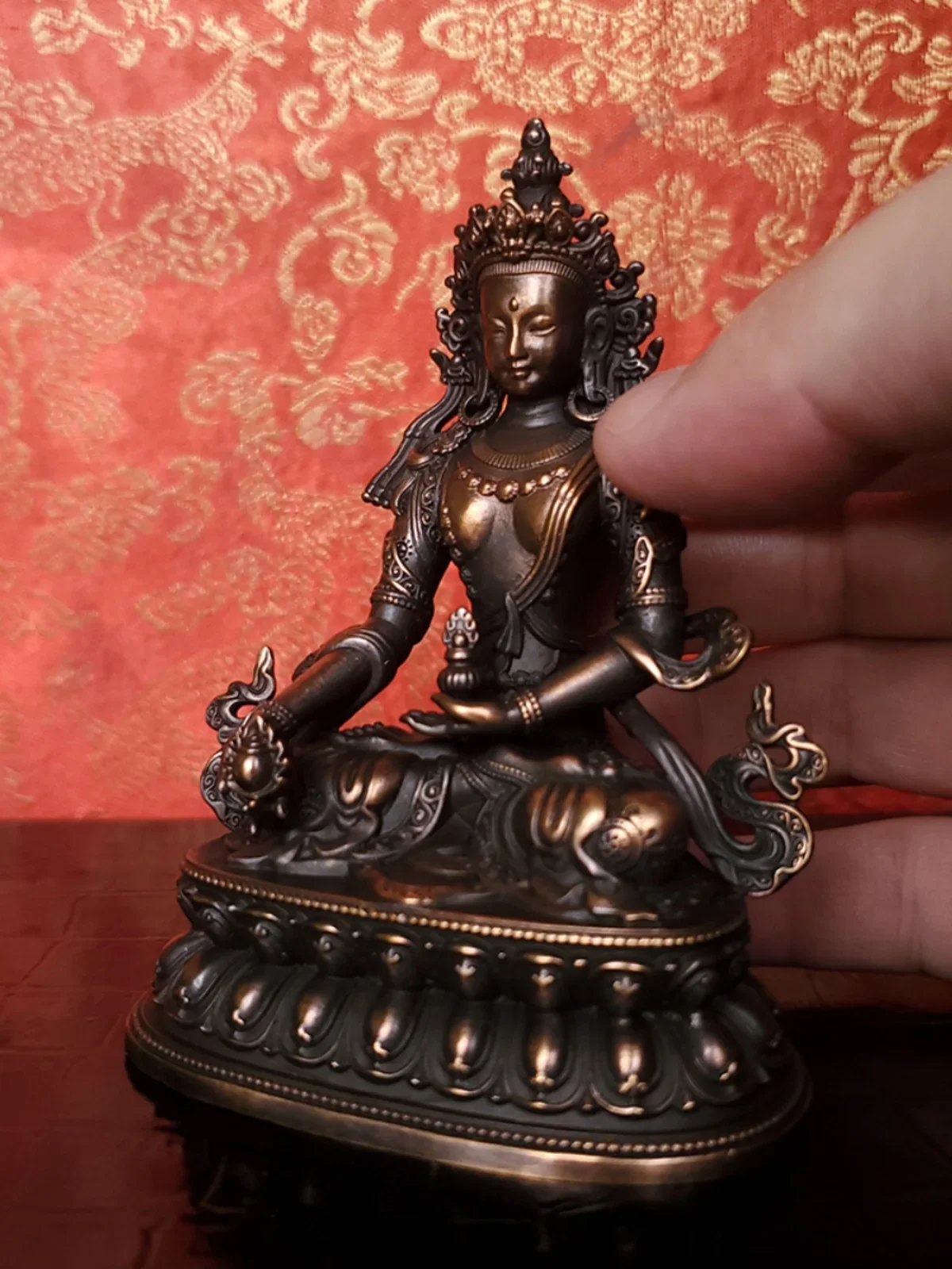 Nepalese craftsmanship pure copper Jizang King Bodhisattva Buddha statue ornament, copper old home offering handmade Chinese sty