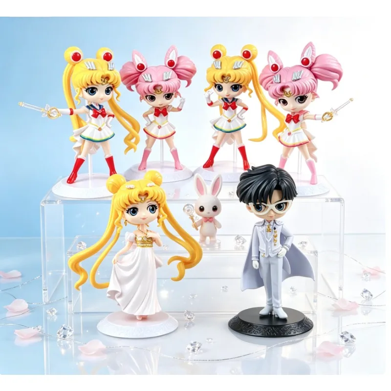 Sailor Moon Q posket Super Neptune Minako Moon Assembly Decorative Toy Anime Figurine Model Girl Gift Birthday