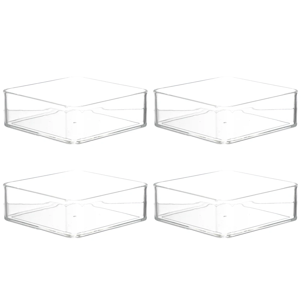 

4 Pcs Lightweight Food Storage Tray Transparent Plastic Snack Platter Container
