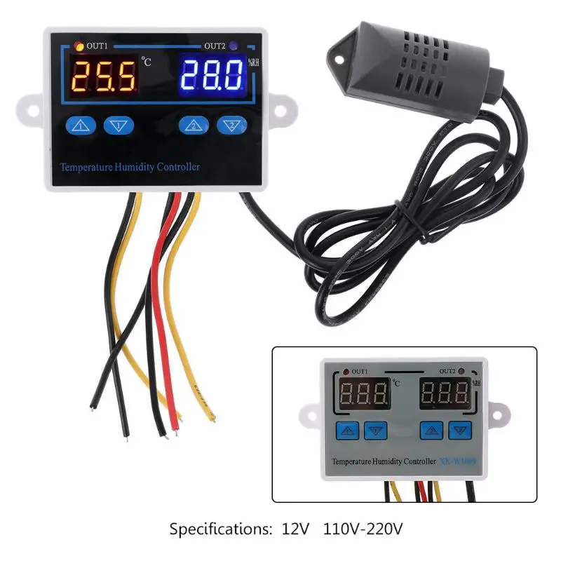 อุณหภูมิความชื้นController 0 ~ 100 °C 1 ~ 99% RH Dual Thermostatความชื้นสวิทช์Egg Incubator 10Aสำหรับฟาร์มกลางแจ้ง