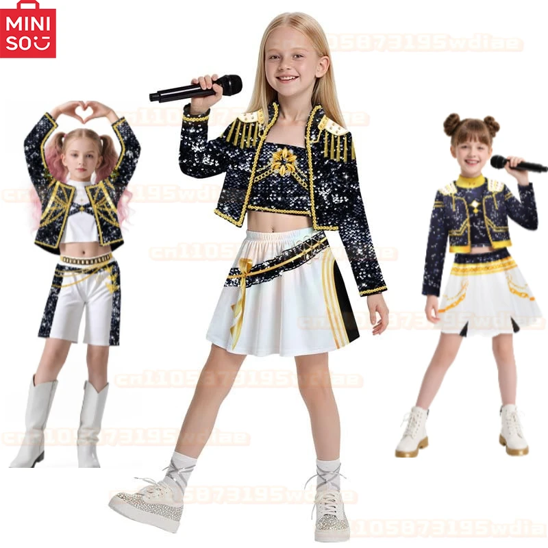 

Kids Girls Rumi Mira Zoey Kpop Demon Hunters Cosplay Costume For Children Clothing Roleplay Outfits Halloween Carnival Suit