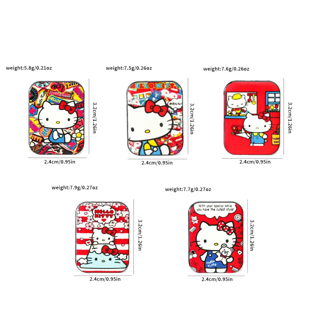 Broche de Sanrio de dibujos animados para chica joven, Pin esmaltado de corazón de gatito, insignia de Metal, joyería para ropa, accesorios de mochila, 5 piezas