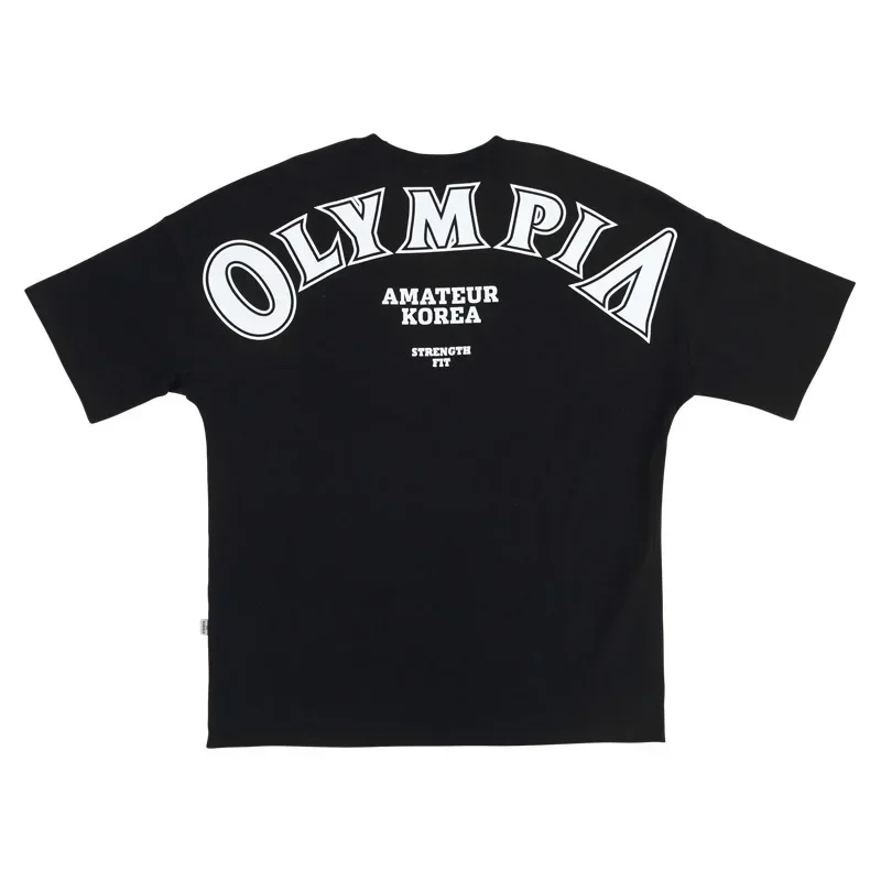 Orsay Training Fitness T-shirt Summer Men\'s Loose Cotton T Shirt OLYMPIA Tee Shirt Gym Tops Running Training Sports Short Sleeve