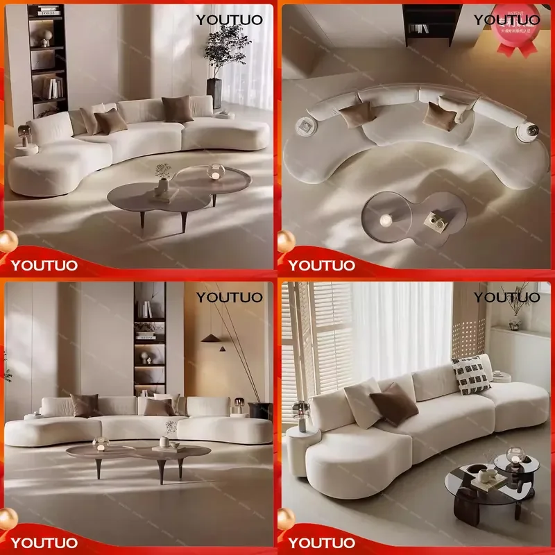  Wabi Stillwind Curved Module Fabric Sofa Group Large Flat Floor Living Room Italian Minimalist Cream Wind Special-shaped