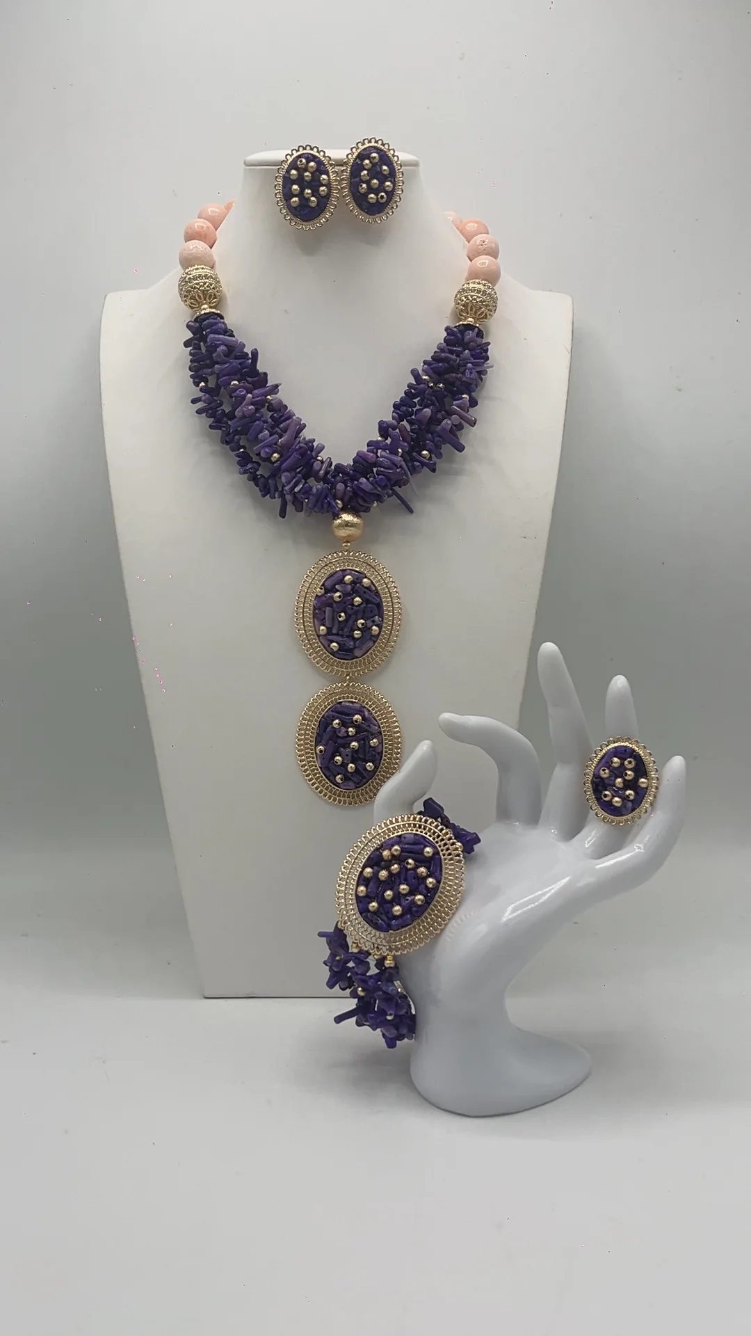 Natural Real Coral Beads Set Latest Nigerian African Wedding Beads Necklace Jewelry Set Trendy Design Jewelry