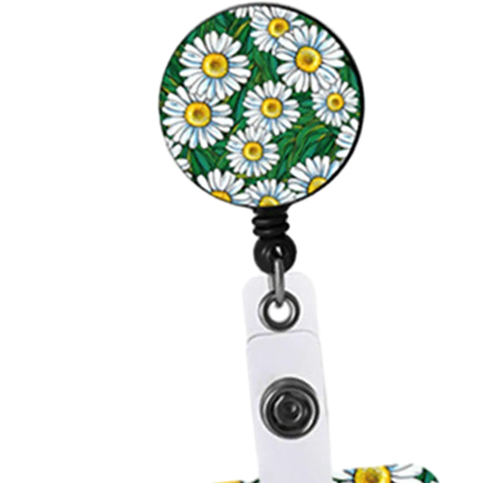 ID Name Card Holder with Alligator Clip Daisy Pattern for Teacher Durable