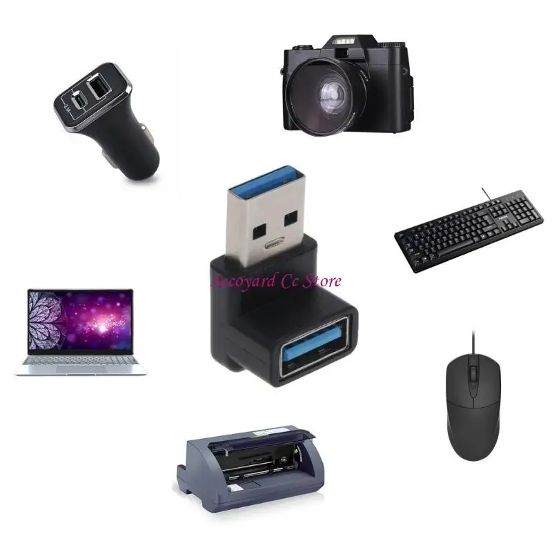 N3UC USB Coupler 90 Degree Male to Female Adapter 5Gbps Super Speed USB Plug