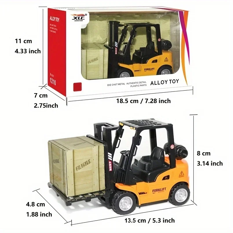 Metal Alloy Forklift Truck Alloy Engineering Pull Back Truck Toys Die-Cast Construction Toys Truck Vehicles Excavator