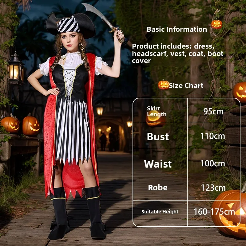 大人用ハロウィンコスプレ衣装 女性用服 海賊帽子 カリブ海海賊 パフォーマンスコスチューム ポリエステル繊維00% ステージ衣装