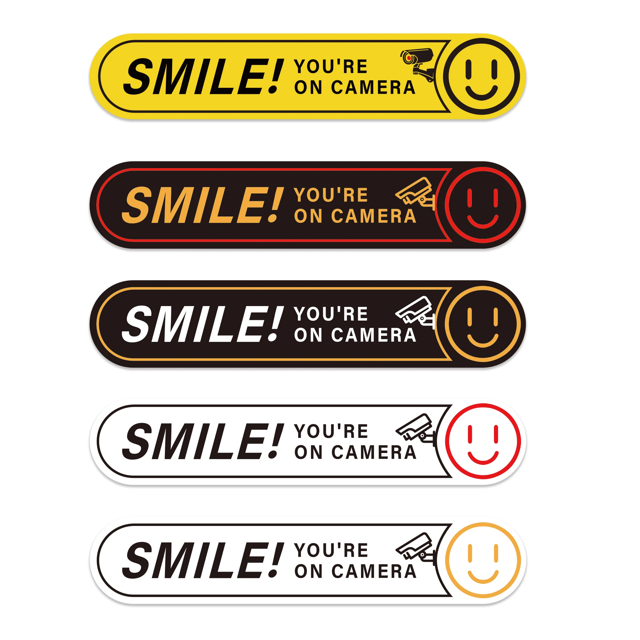 

5PCS “Smile, You're on Camera” Stickers for Cars: Self-adhesive, waterproof, and durable video surveillance warning stickers