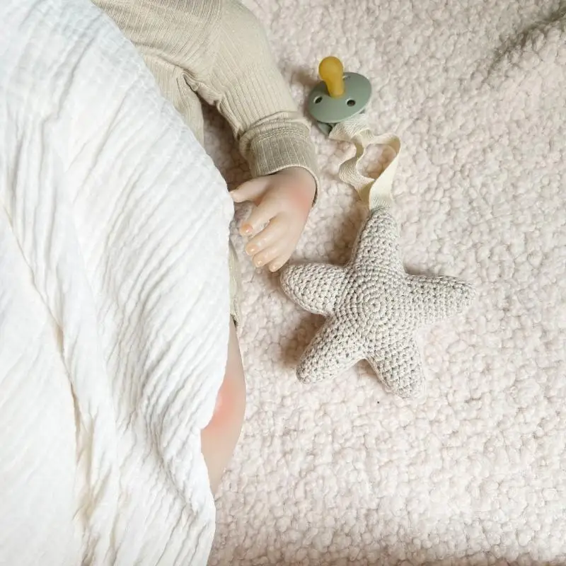 D7YD لطيف الطفل مصاصة الزينة المعلقة مع 13 سم / 5 بوصة الحبل جودة القطن على شكل نجمة الطفل هوة حامل دائم-