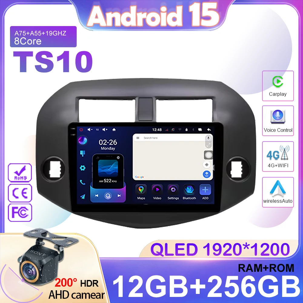 

Android 15 Car Radio For Toyota RAV4 RAV 4 XA30 2005-2016 4G WIFI CarPlay Head Unit Multimedia Video Player Navigation GPS