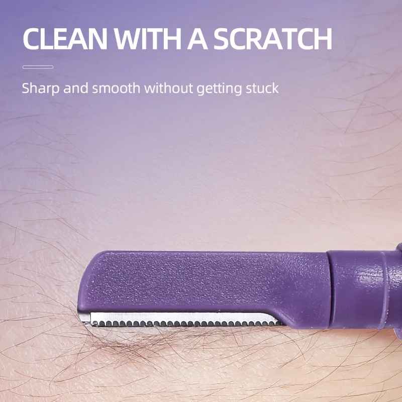 Dual-Ended Purple Eyebrow Trimmer Built-in Comb Purple Eyebrow Scissors Stainless Steel Precision Tool for Perfect Eyebrow
