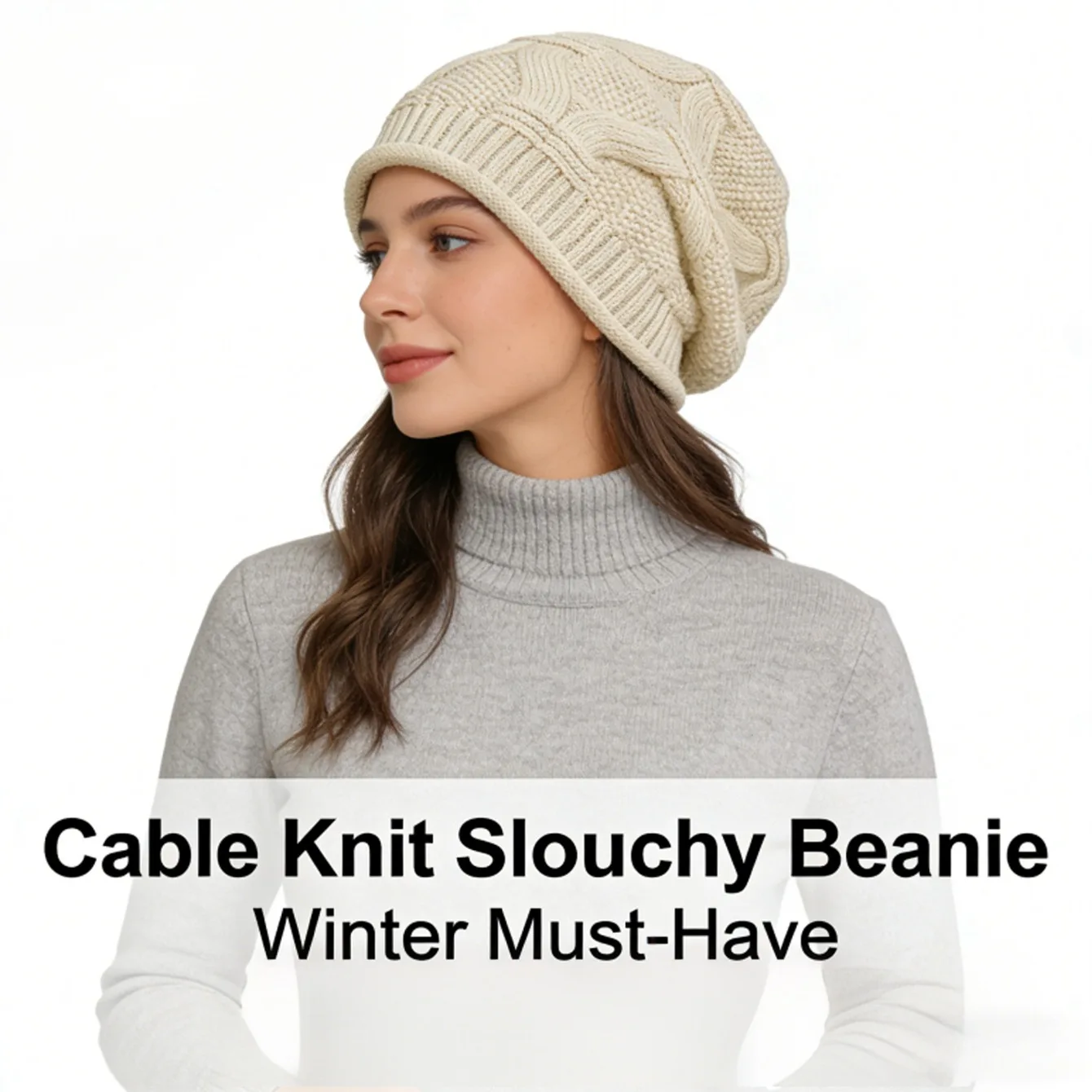 

Женская вязаная шапка-бини свободного кроя с отворотом, однослойная, тонкая, осенне-зимняя, для коррекции формы лица