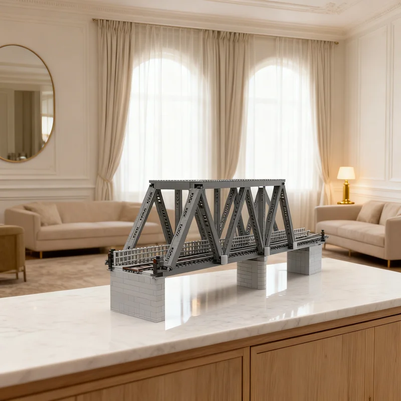 

2737 деталей MOC: Мост с одинарной железной дорогой для городских поездов, конструктор, креативный подарок, декор для демонстрации, сборная модель премиум-класса для взрослых