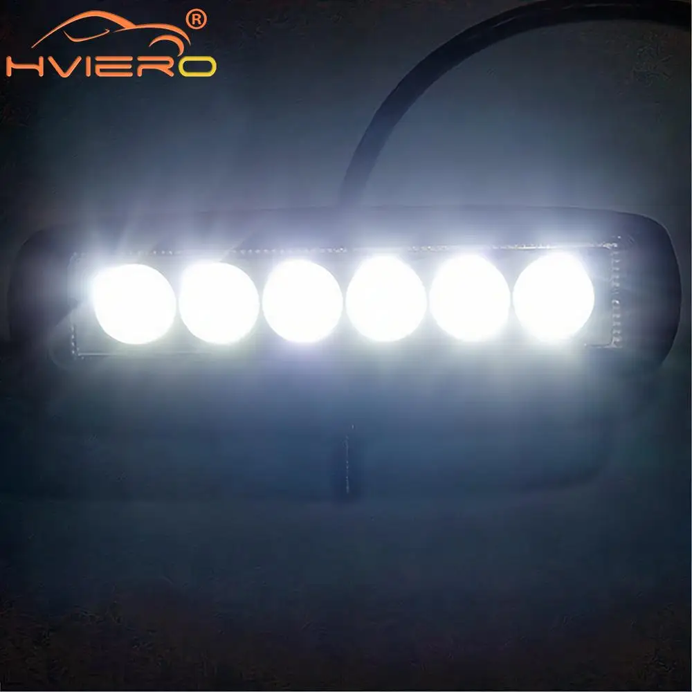 1X Car Work Lamp Strip Spotlight White Turn Signal Off-road Fog Headlights Tractor Taillights IP68 Waterproof Light Bar 18W 6LED