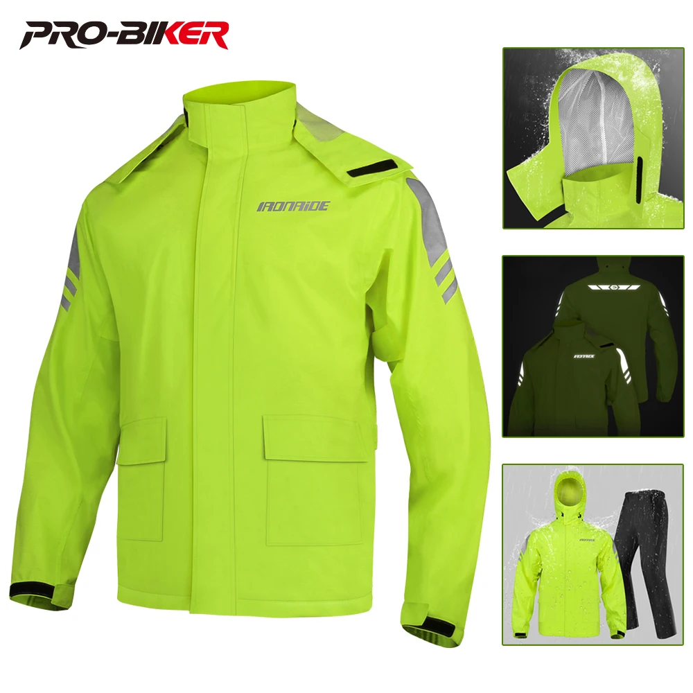 Men's Motorcycle Raincoat Lightweight Waterproof Outdoor Riding Full Body Split Raincoat Reflective Motorbike Raincoat M-3XL