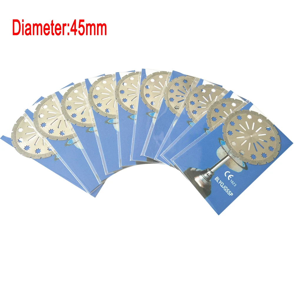 AG 10PCS Dental lab Double Sided Diamond Cutting Disc 45/50mm for separating polishing ceramic crown plaster or jade