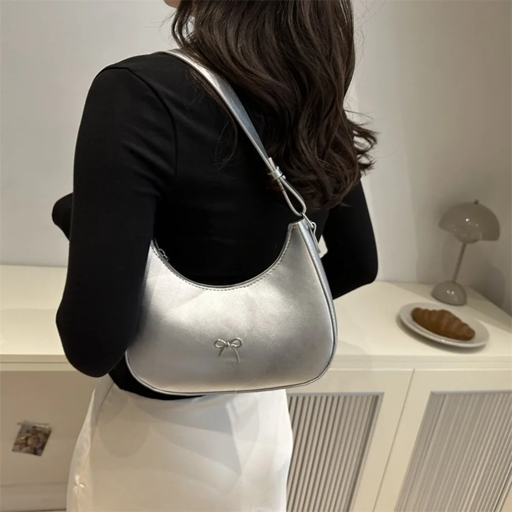Fashion New Design Bowknot Armpit Bag Solid Color Large Capacity Bowknot Underarm Bag PU Leather Shoulder Bag