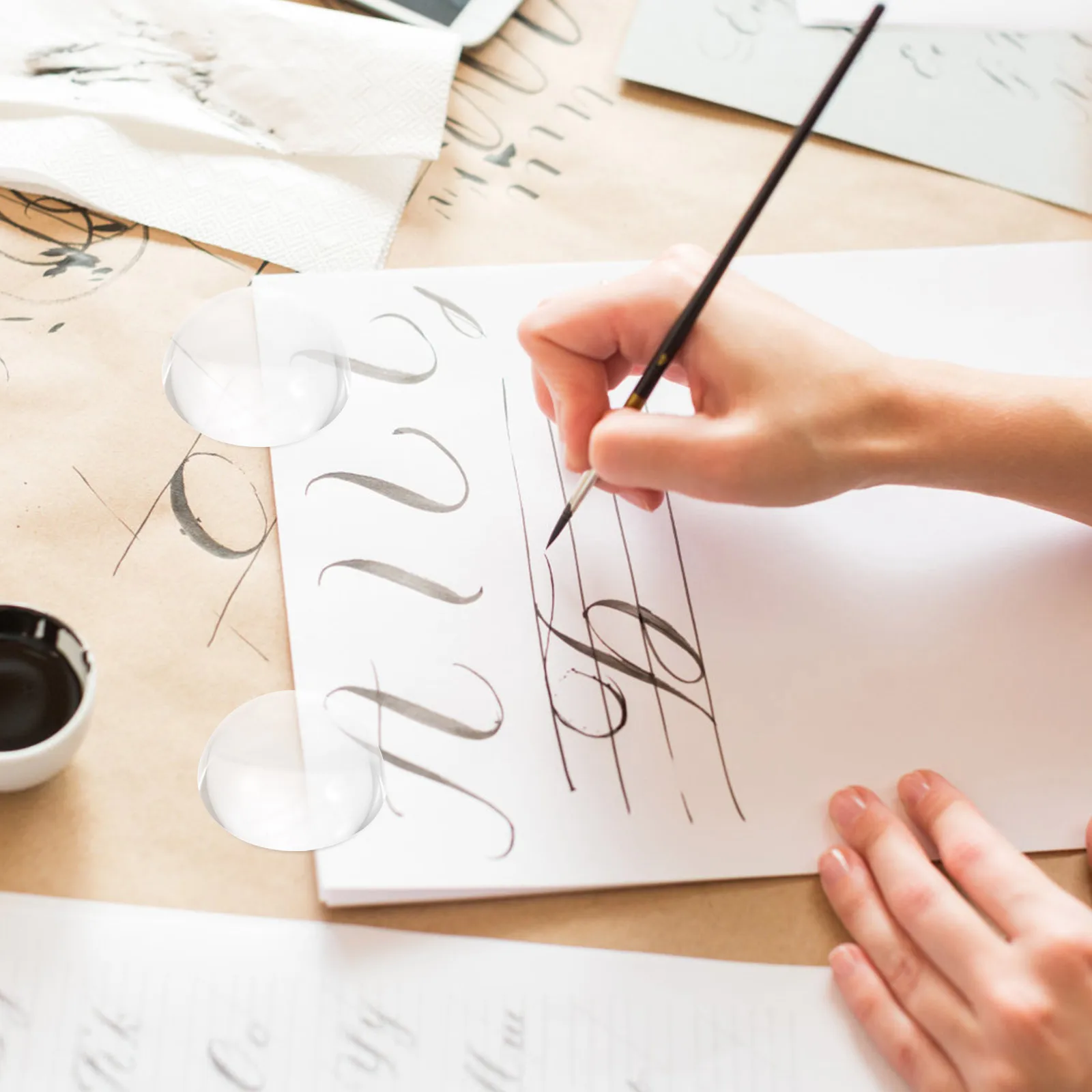 

2pcs Crystal Dome Paperweights 3.5 Inch Heavy Duty Calligraphy Painting Weights For Sewing Patchwork Diy Fabric Pattern Holder