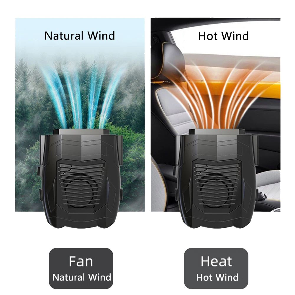 Portable car fan with wide angle 70°heating Car Heater 12v ABS Black  Yellow Car Heater 150W