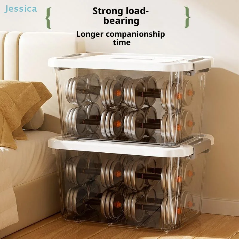 ♥ صندوق تخزين بلاستيكي شفاف مع غطاء صندوق منظم قابل للتكديس، حاوية شفافة للمنزل، تنظيم المطبخ والخزانة