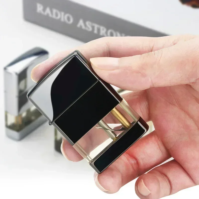 Nowa zapalniczka LED Zapalniczka ścierniczna Wiatroodporny płomień Butanowa latarka gazowa Zapalniczka Metalowe akcesoria do palenia Prezent dla mężczyzn