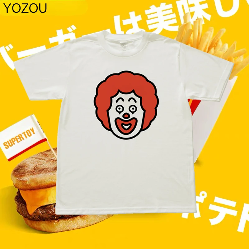 YOZOU 2022 Summer Design Cotton Clown White Short Sleeve Graphic Tee Tshirt for Women Female Top Unisex Oversized Streetwear Y2k