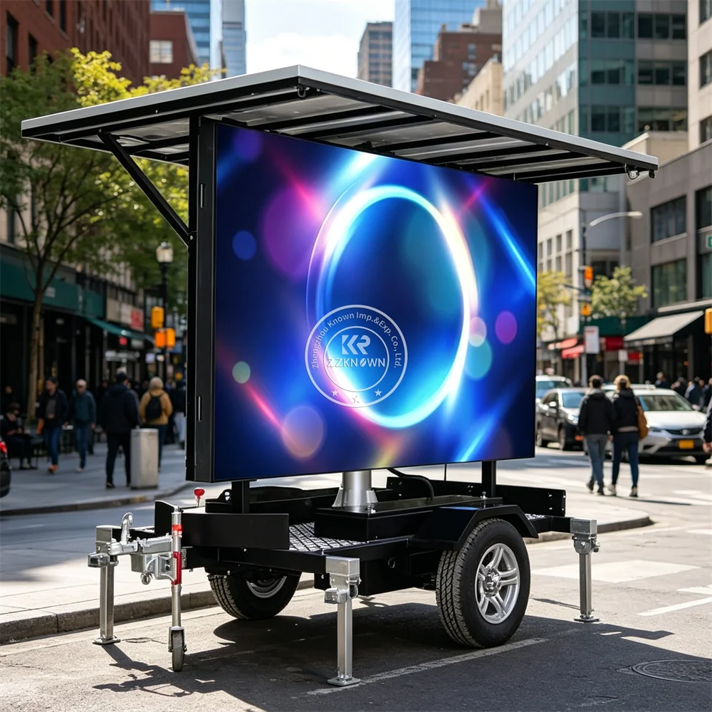 Solar Powered Mobile Advertising Trailer LED Billboard Screen Truck Outdoor Digital Display Trailer With Remote System