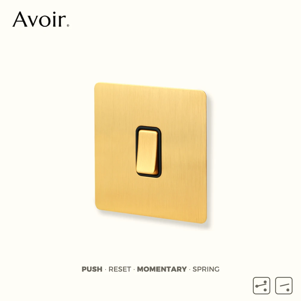 

Avoir Gold Push Button Momentary Switch 86 Type Reset Switches 220V Vintage Dimmer Home Accessories Sockets And Switches FR EU