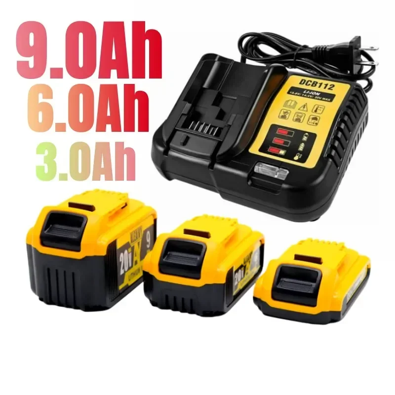 Bateria de lítio 9.0ah 6.0ah 3.0ah para dewalt 18v 20 volts max 9000mah dcb200 substituição li ion bateria baterias de ferramentas elétricas