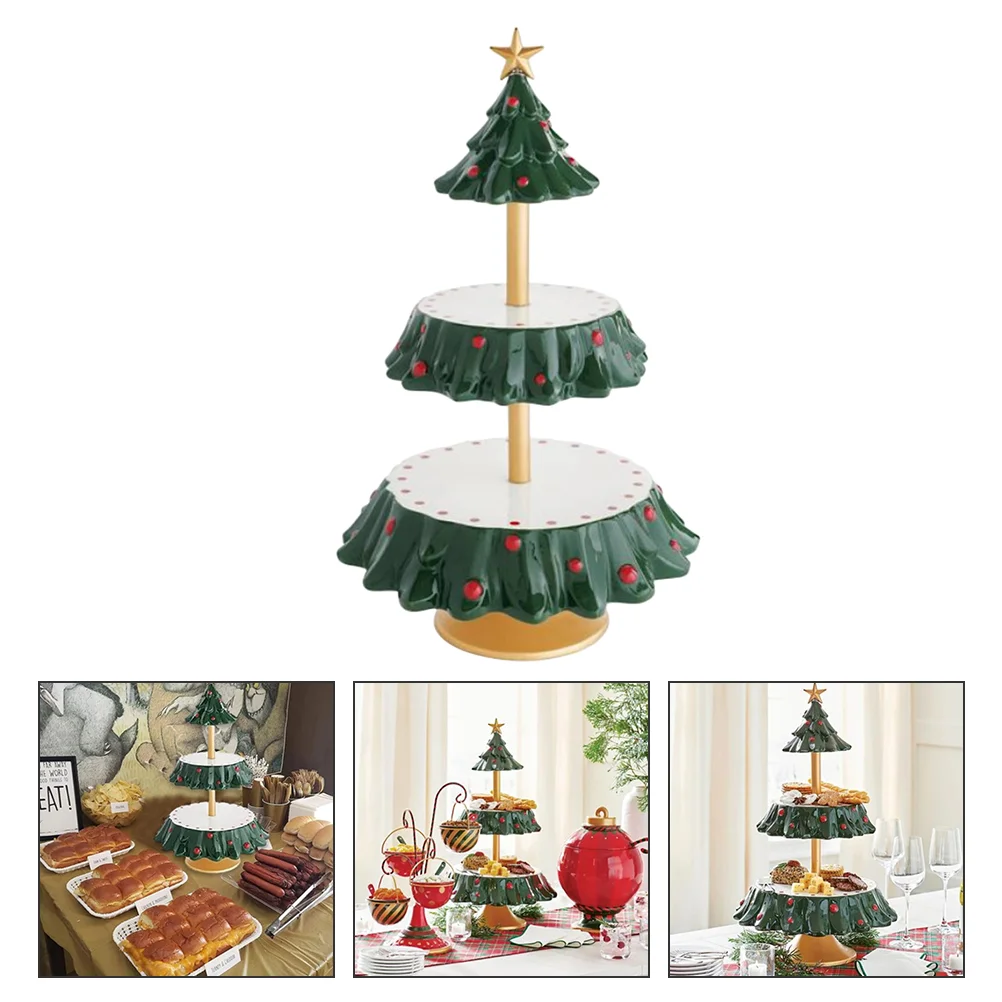 

Cake Stand Christmas Tree Tray Food Pastries Display Resin Dessert Plates Candy