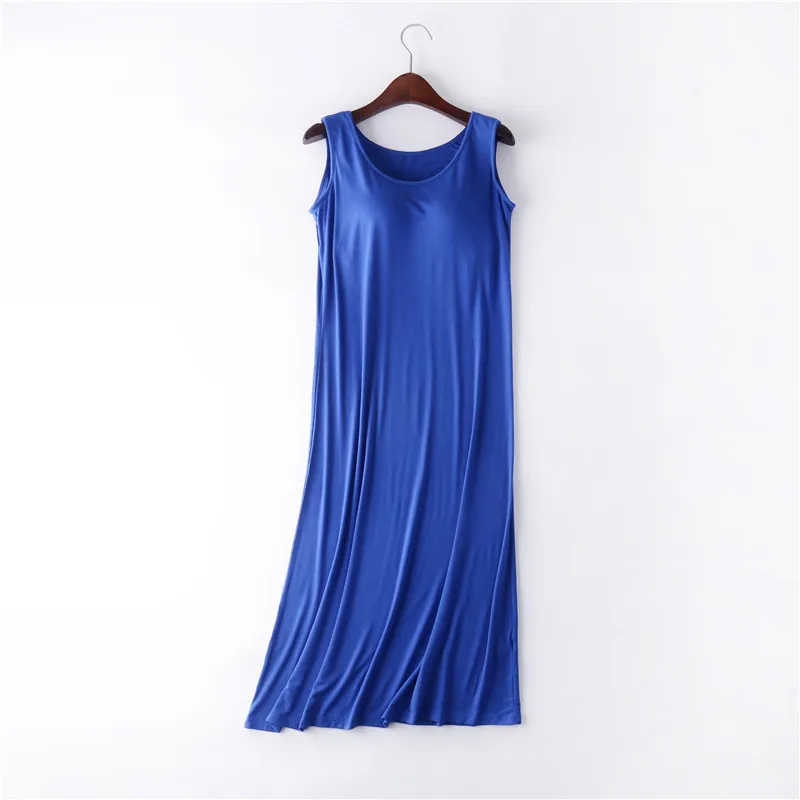 M-4XL Casual Large Size Modal Cotton Sleepwear Dress Round Neck Vest Nightdress Women Summer Nightgowns Bra Pad Ladies Lingerie