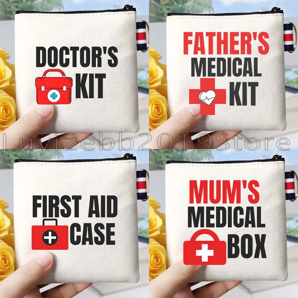 Funny Cute Empty Mum's Father's Doctor's Medical Kit Box First Aid Kit Print Canvas Coin Purse Key Case Storage Bag Wallet Pouch