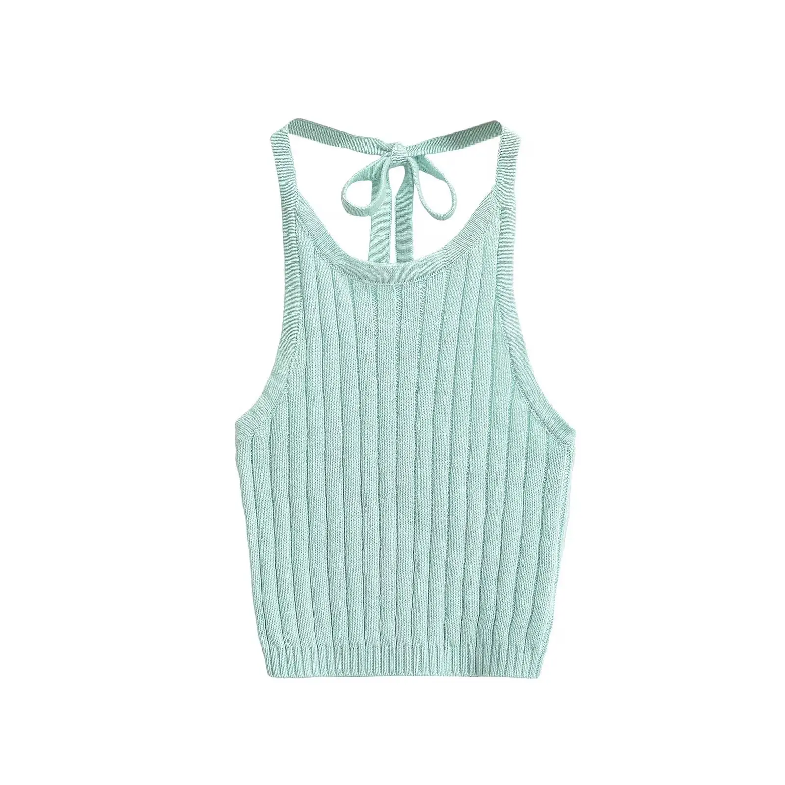 Sexy Spicy Girl Sweet Backless Body Shape Knitted Strap Pure Desire Internet Famous Slimming Outerwear Base Shirt
