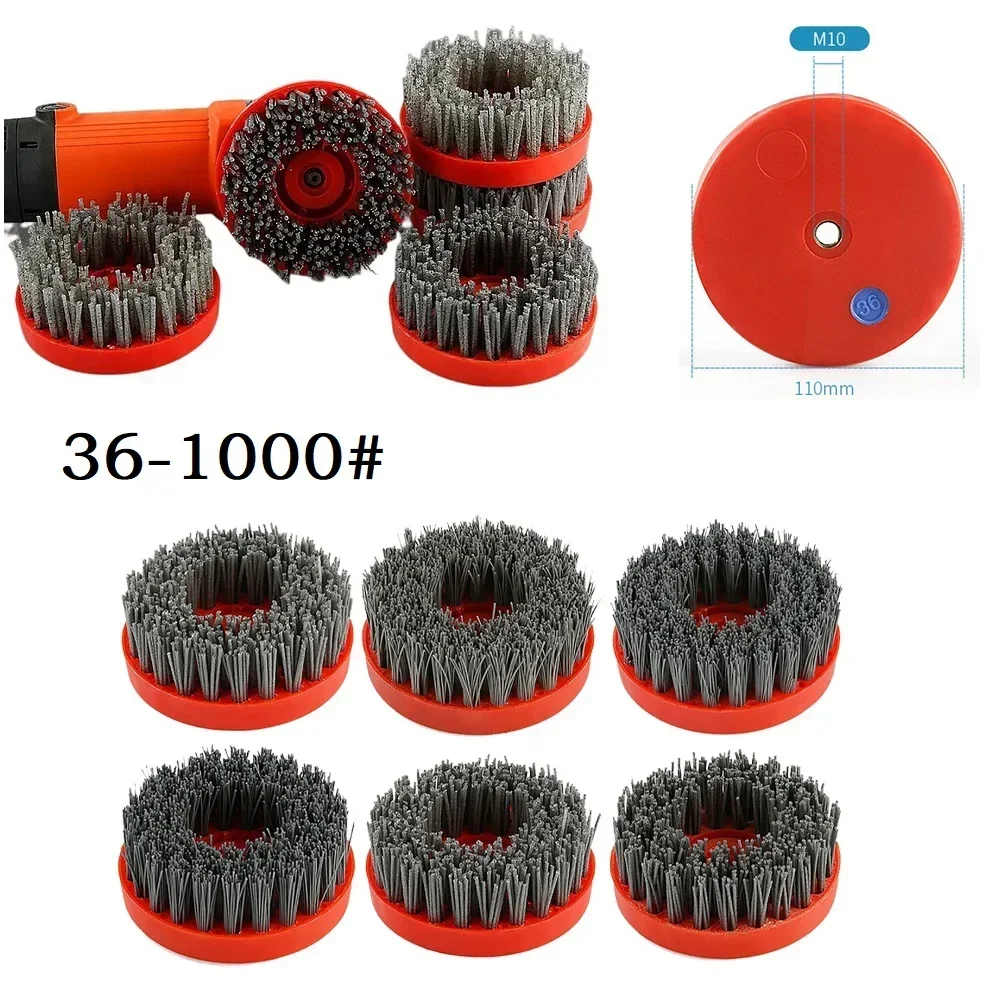 

1PC 4Inch Round Antique Abrasive Brush M10 Back-up Thread Nylon Silicon Carbon Grinding Abrasive Brush For Stone Granite Polish