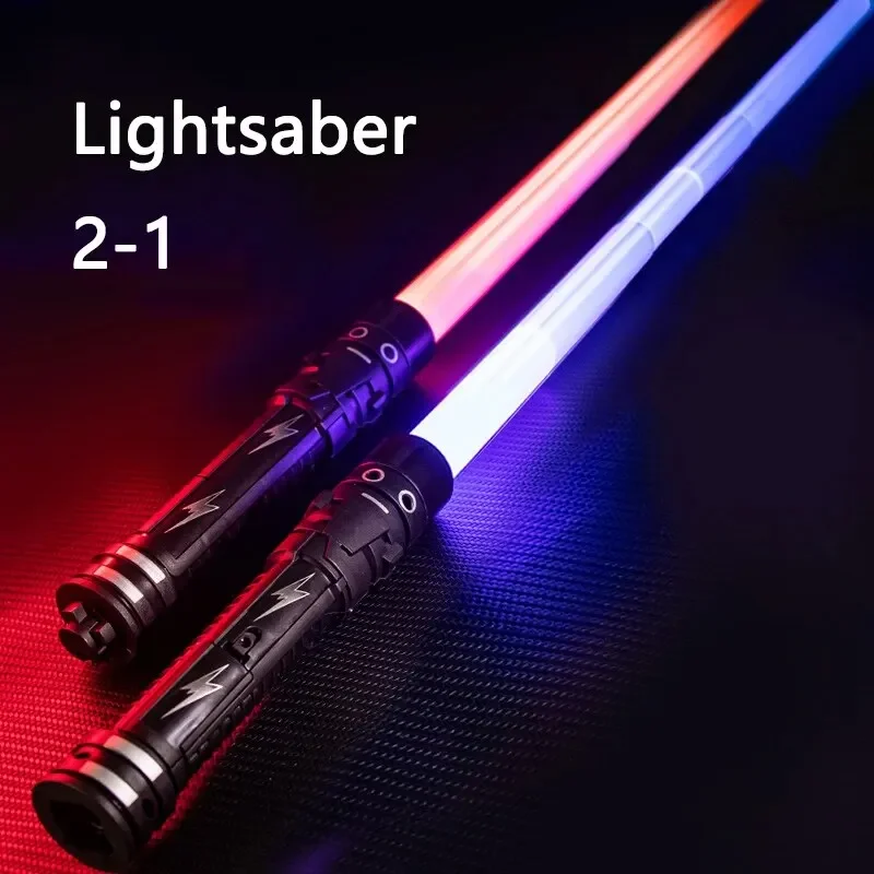 Laser Sword Lightsaber Red and Blue Double Saber Rave Transformation Children's Gift Cosplay Weapon Boy Cool Flashing Toy