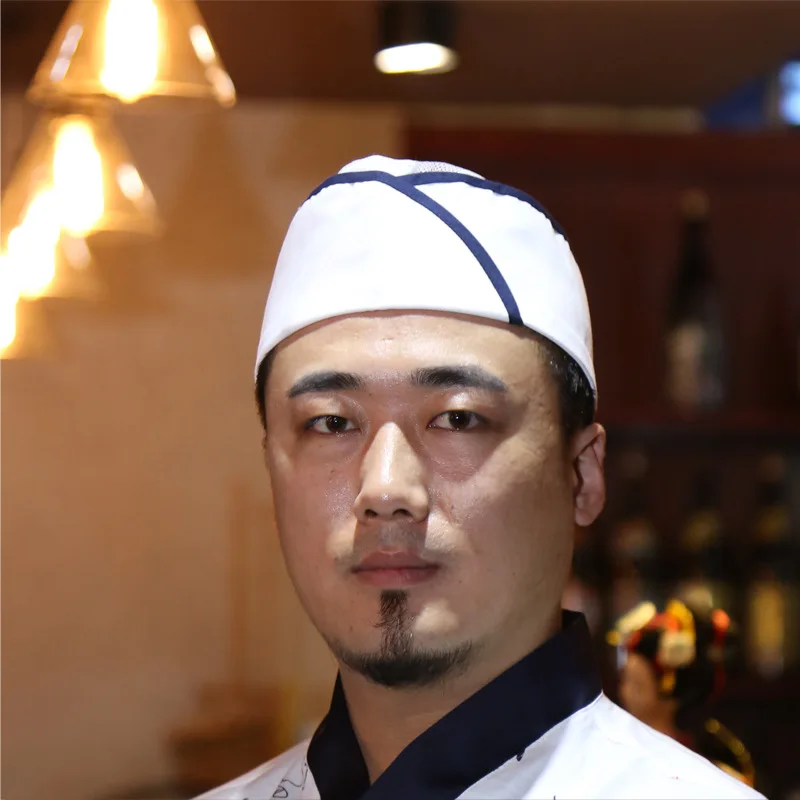 Japan Chef Hüte für Frauen und Männer Sushi Restaurant Küche Kappe Atmungsaktive Flache Top Hut Mesh Top Hut Kellner Arbeit kappe Koch Mütze Koch Küchenmütze