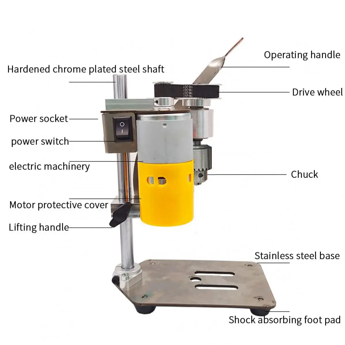 Minitaladro de suelo JT0 de alta precisión, 180W, taladro de Banco Eléctrico, máquina de perforación de Metal y madera, bricolaje