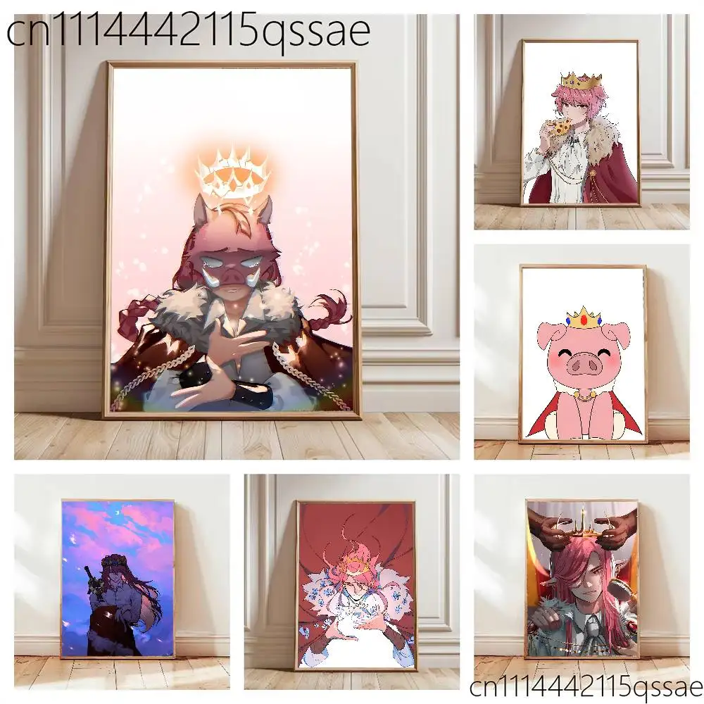 T-Technoblade T-Techno Rolled Poster Cartoon Wall Art for Nursery Kid Room Playroom Cute Princes Painting Home Room Decor