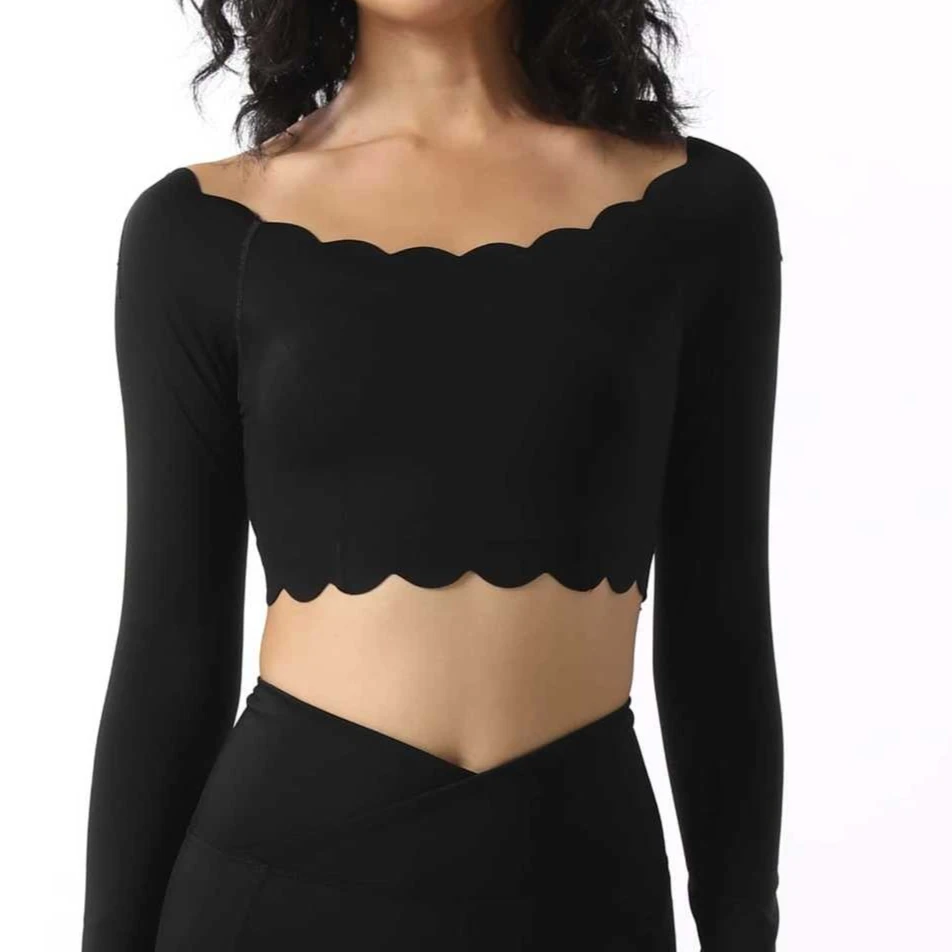 

petal Long Sleeved Yoga shirt crop top women Women Tight Sports Top Running Fitness Tight Pants Pilates sport quick-dry gym top
