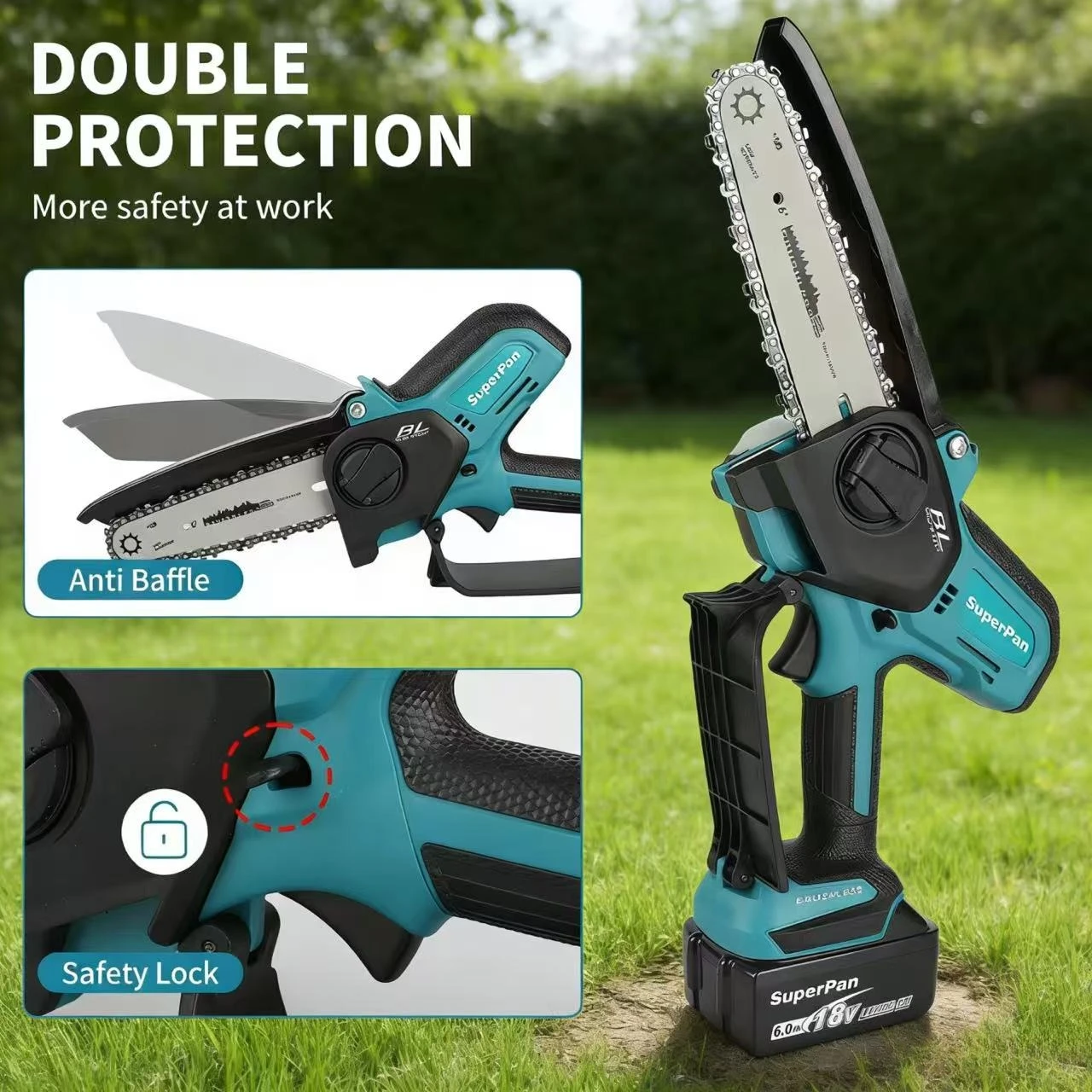 

Портативная электрическая мини-пила SuperPan для обрезки веток, для дома и сада, для ежедневного использования, совместима с аккумулятором Makita 18V.