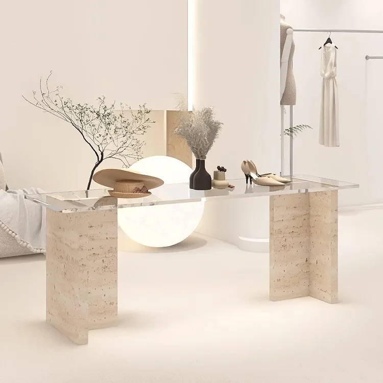

Clothing store Nakajima table travertine glass flowing water table women's clothing store shoe bag jewelry ornament display
