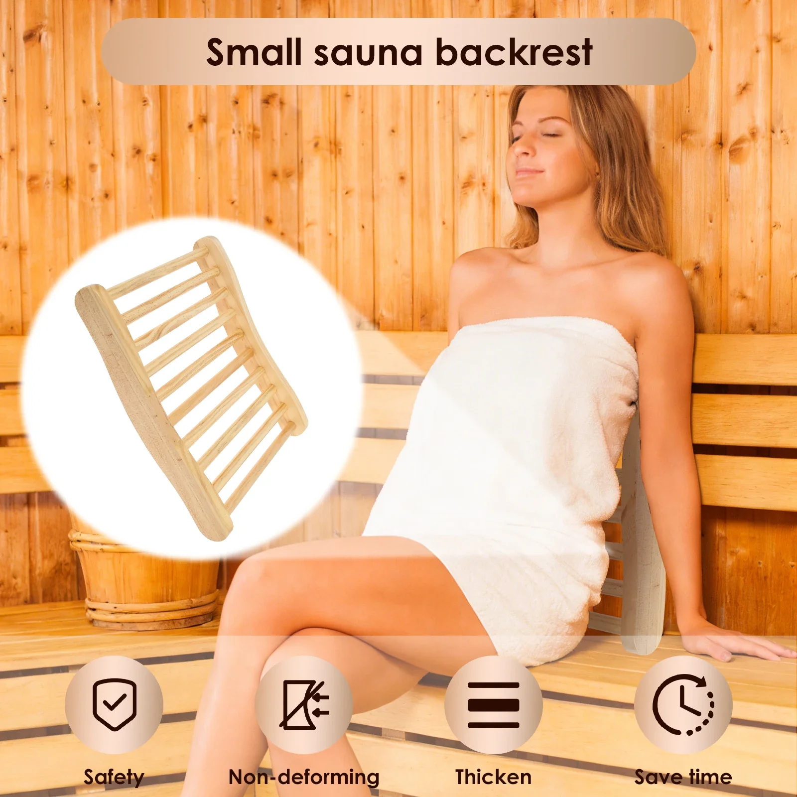 Wooden Sauna Backrest S Shaped Anti Slip Comfortable for Bathing Lounging SPA Women Men Sauna Chair Back Accessories